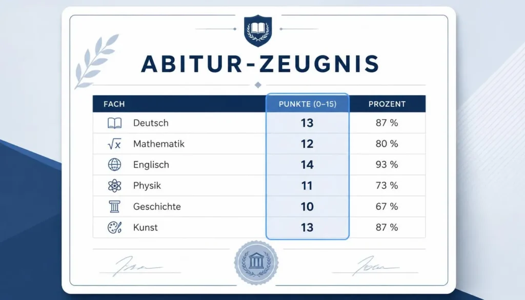 Oberstufen-Punkte 0 bis 15 in Prozent umrechnen